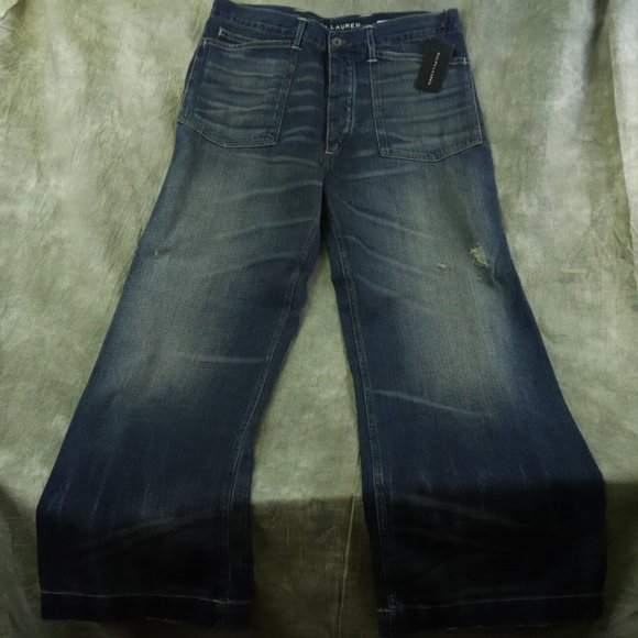 NWT Ralph Lauren BLACK LABEL DISTRESSED 5-Pocket BLUE JEANS $395 MENS Size 33-30 - Picture 2 of 10